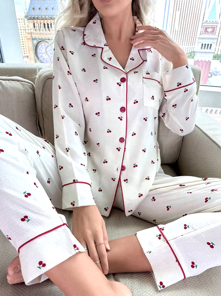 Cherry Blossom - Charming Cherry Lace Pajama Set