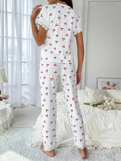 Cherry Blossom - Charming Cherry Lace Pajama Set